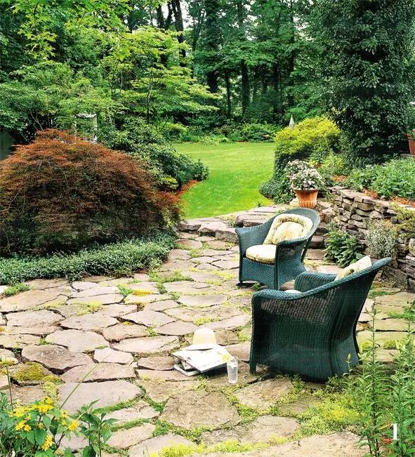 新中式庭院用什么石材铺地,庭院铺地红砂岩石材定制加工