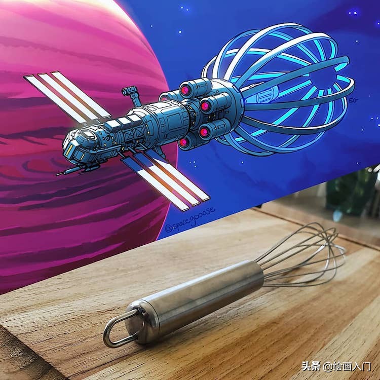 科技绘画太空飞船创意说明,7-12岁儿童创意绘画飞船