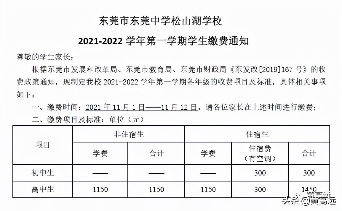 东莞高中五大名校收费标准最新,东莞学校收费前十高中