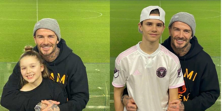 贝克汉姆带娃的视频,贝克汉姆带儿子踢足球