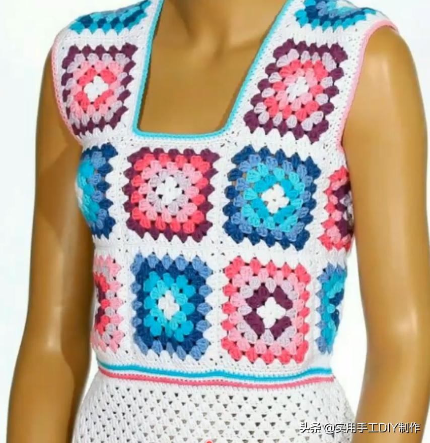 祖母方格编织长款外套教程,针织作品70款简约