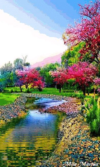 虫草山水画,四季花草山水画作品欣赏