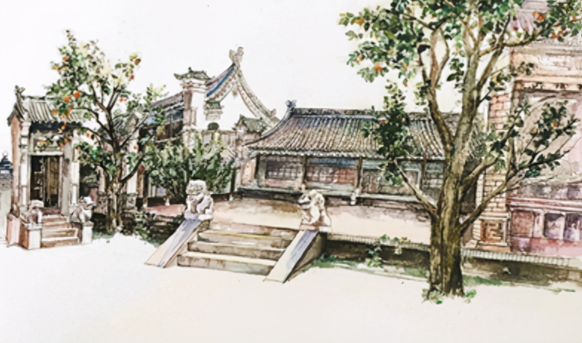 西安历史古建图,西安历史建筑手绘图