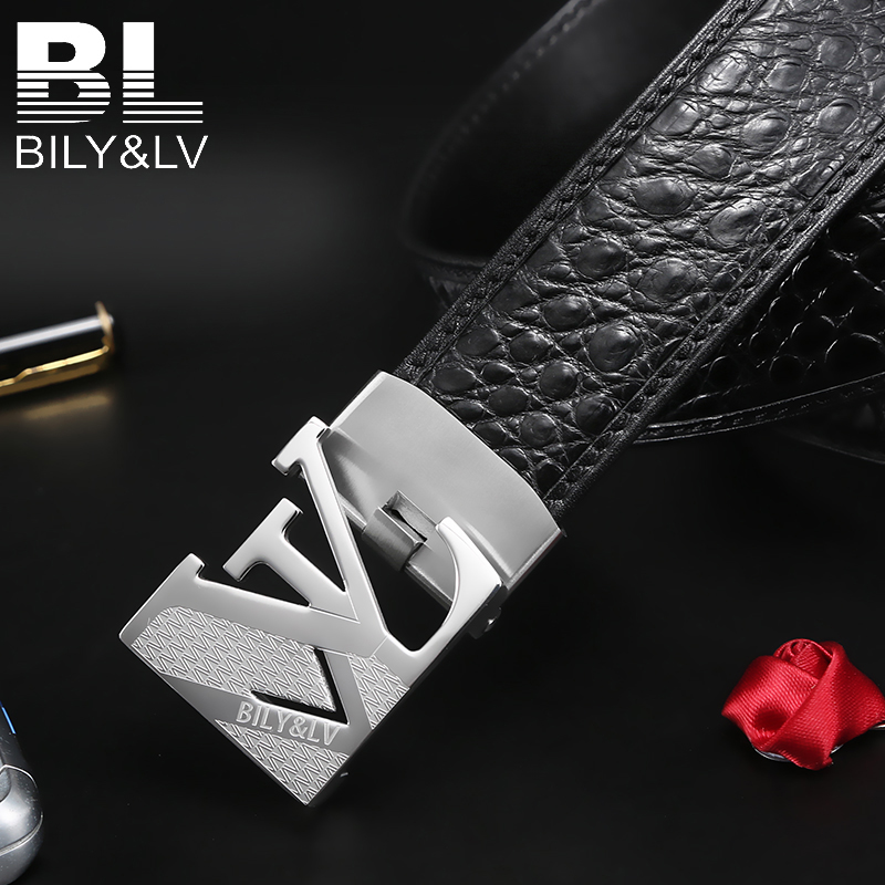 高端鳄鱼皮男士时尚复古腰带,高端奢华鳄鱼纹牛皮腰带