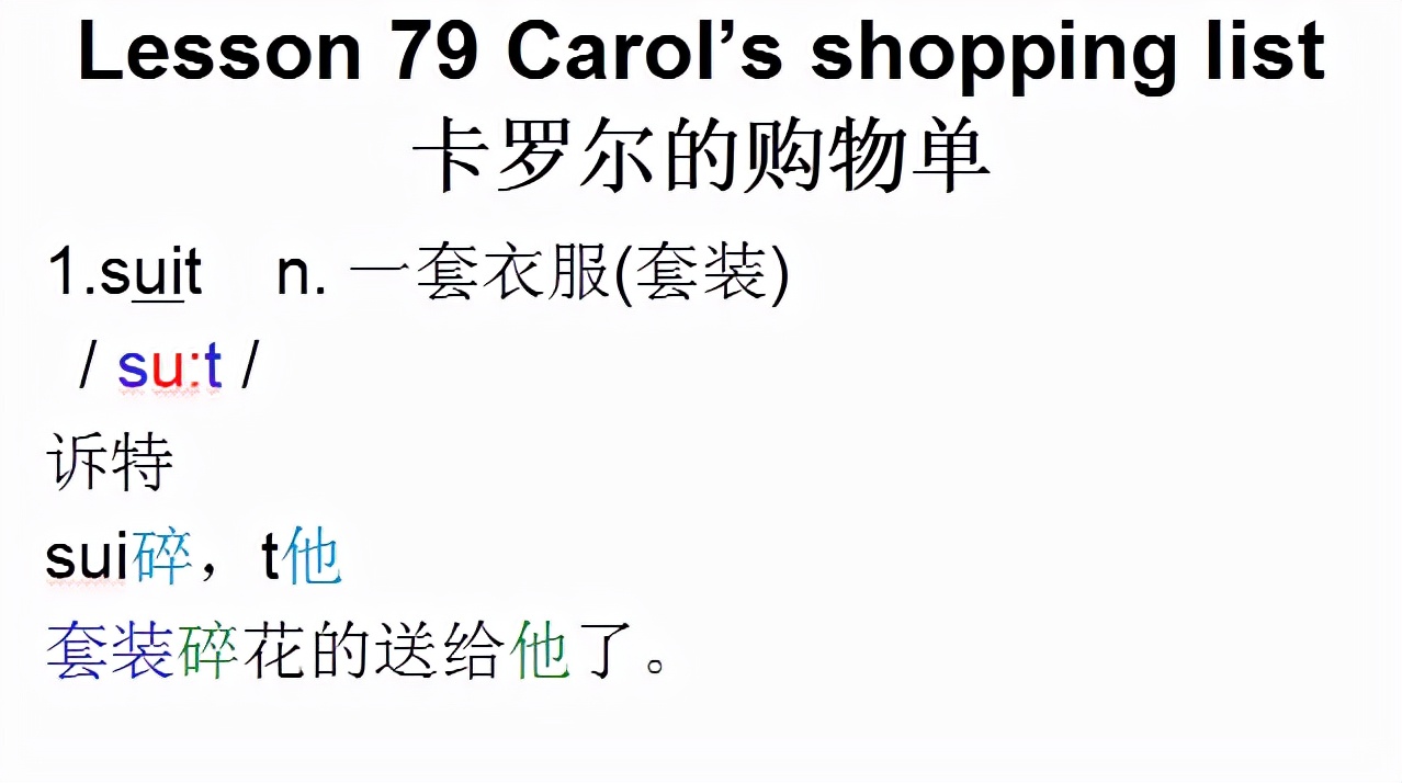 新概念英语第一册，音标课件自学整理Lesson79Carol’sshopping