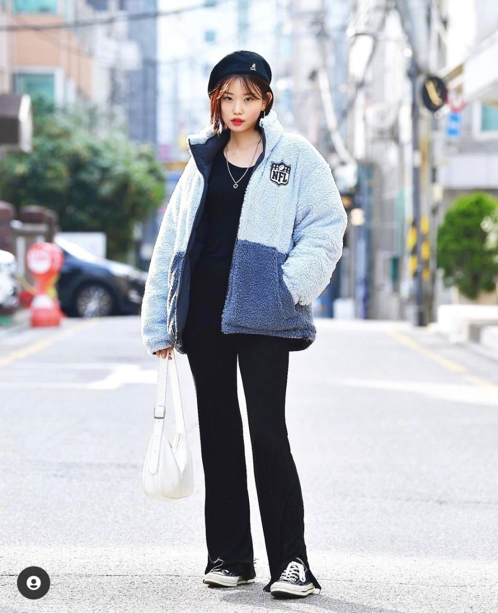 韩国女生冬天光腿不冷,韩国冬季光腿女生穿搭