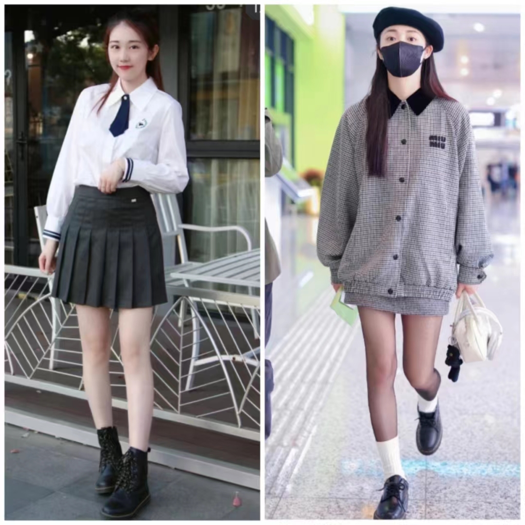 马丁靴的正确搭配图秋冬,穿长腿马丁靴配什么裤子好看