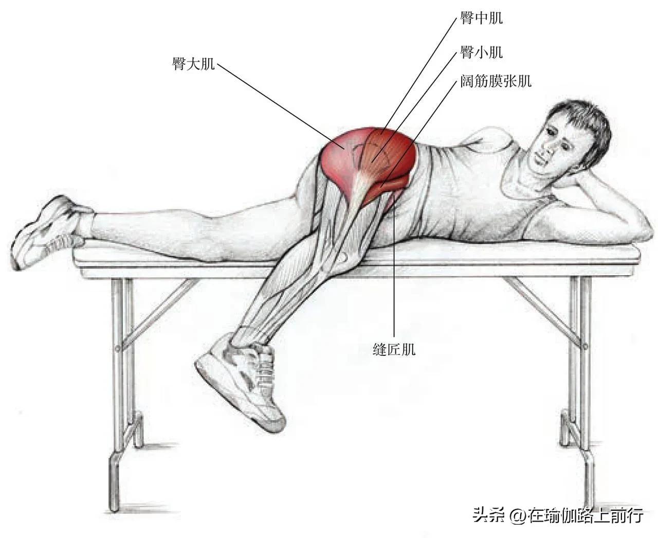 大腿外展肌群怎么拉伸,侧身外展肌拉伸