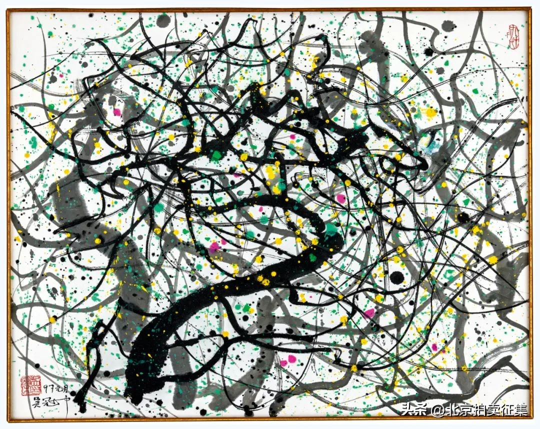 嘉德拍卖现场吴冠中作品,吴冠中黑白水墨画拍卖