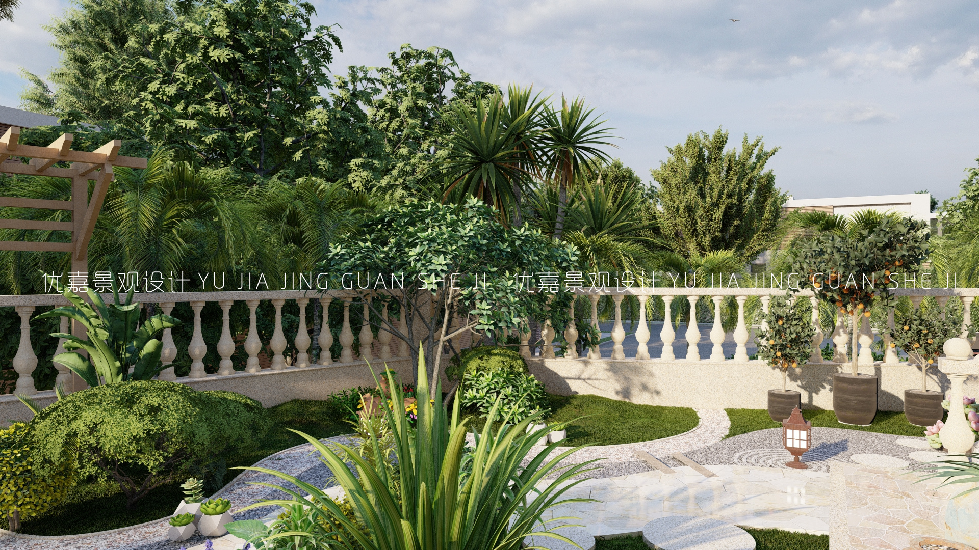 别墅室内庭院花园设计,独栋别墅庭院景观设计说明