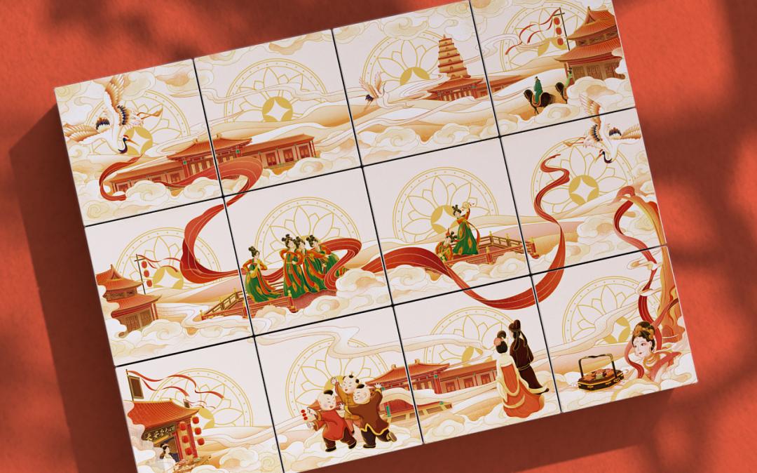 中式糕点国潮风包装盒,极简国潮风食品包装