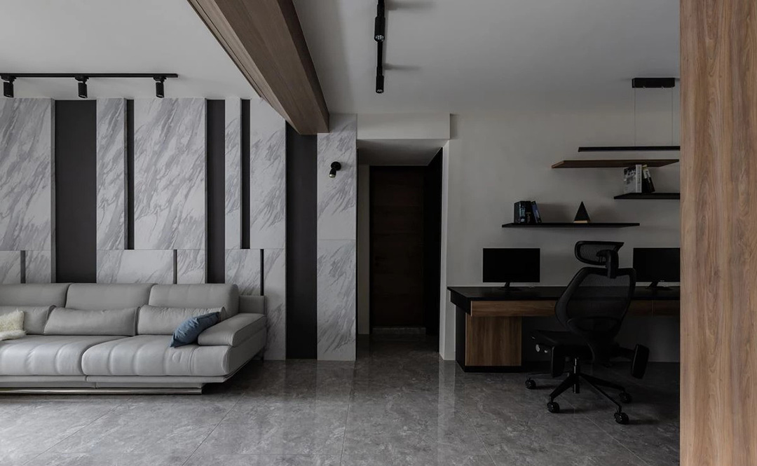 黑白灰性冷淡卧室装修效果图,85平米黑白灰公寓装修