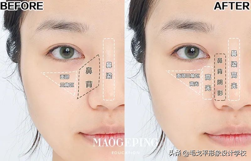 鼻小柱比鼻翼低怎么化妆,山根低大鼻头宽鼻翼修容