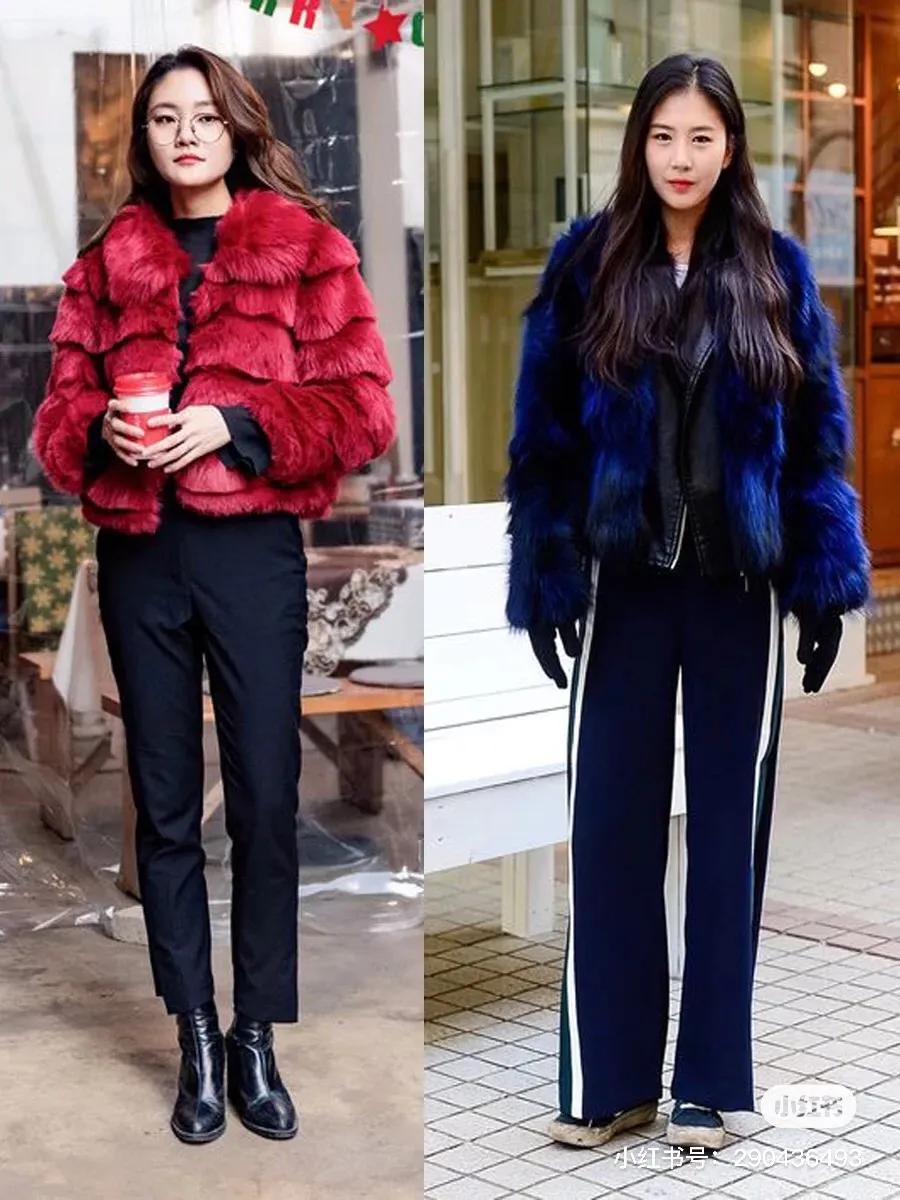 韩国街头穿搭羽绒服长款,韩国小姐姐羽绒服