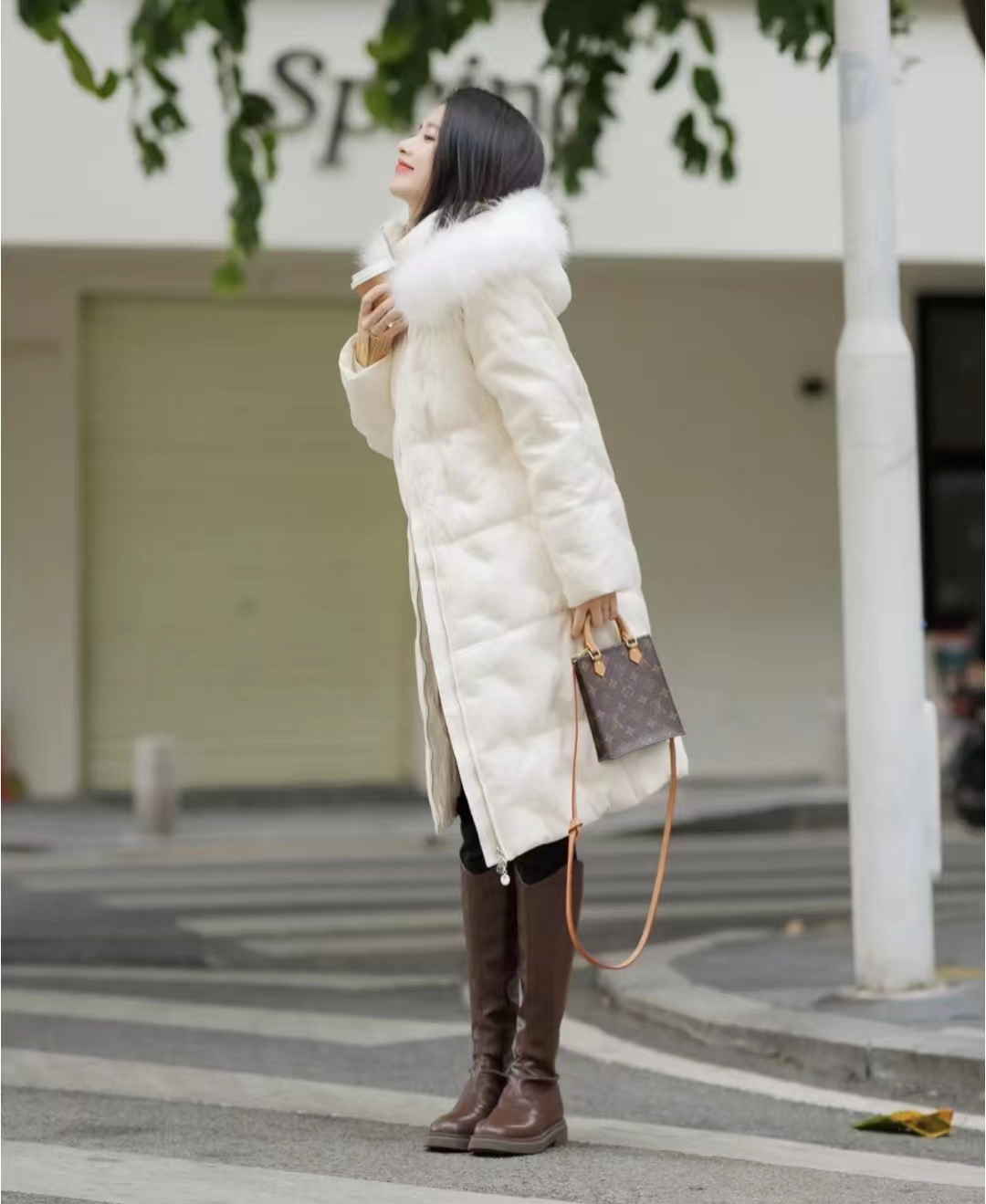 好穿又好搭时尚长筒宽靴,棕色长筒靴子女2022爆款洋气气质