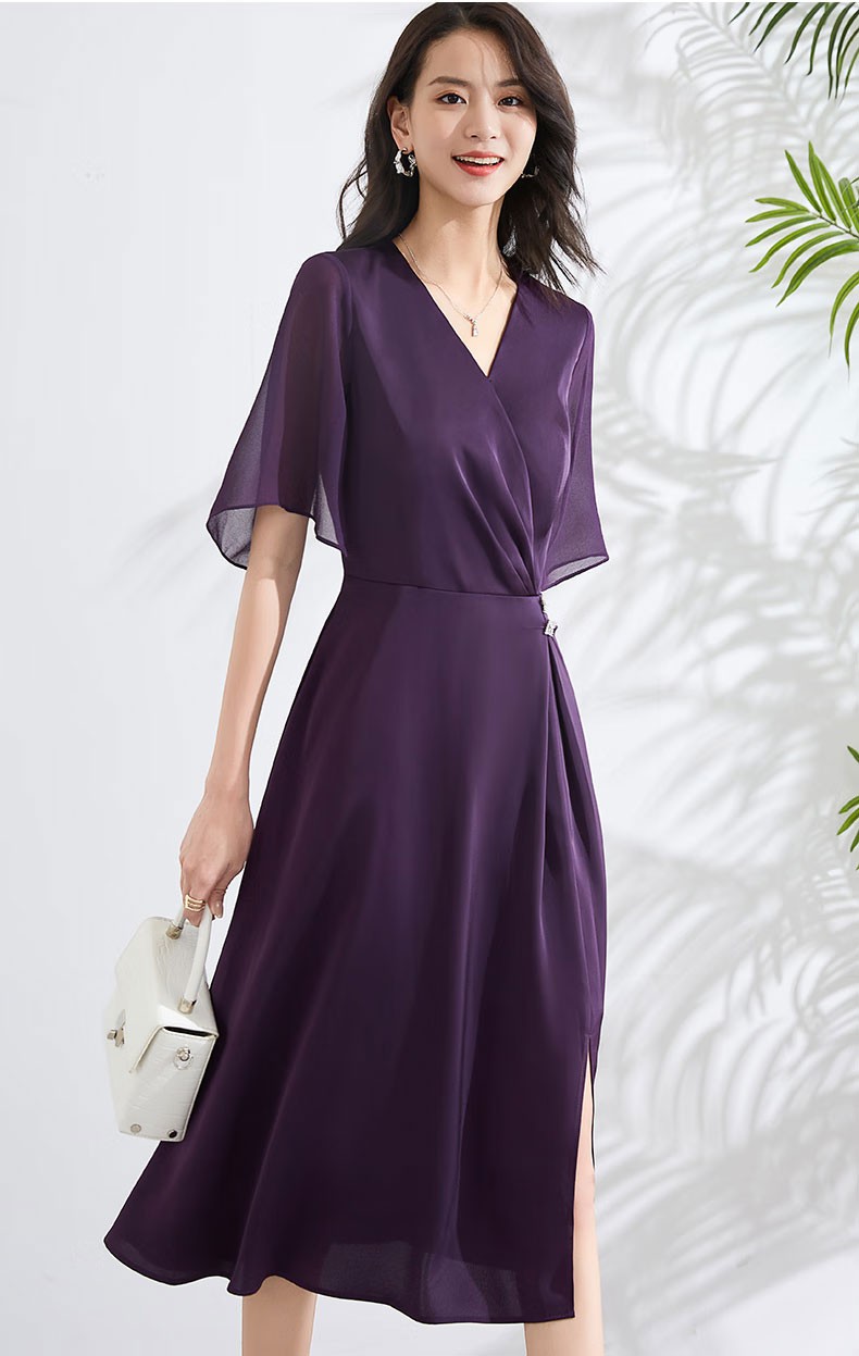 紫色连衣裙慵懒风高级感,漂亮显白洋气的紫色连衣裙来咯