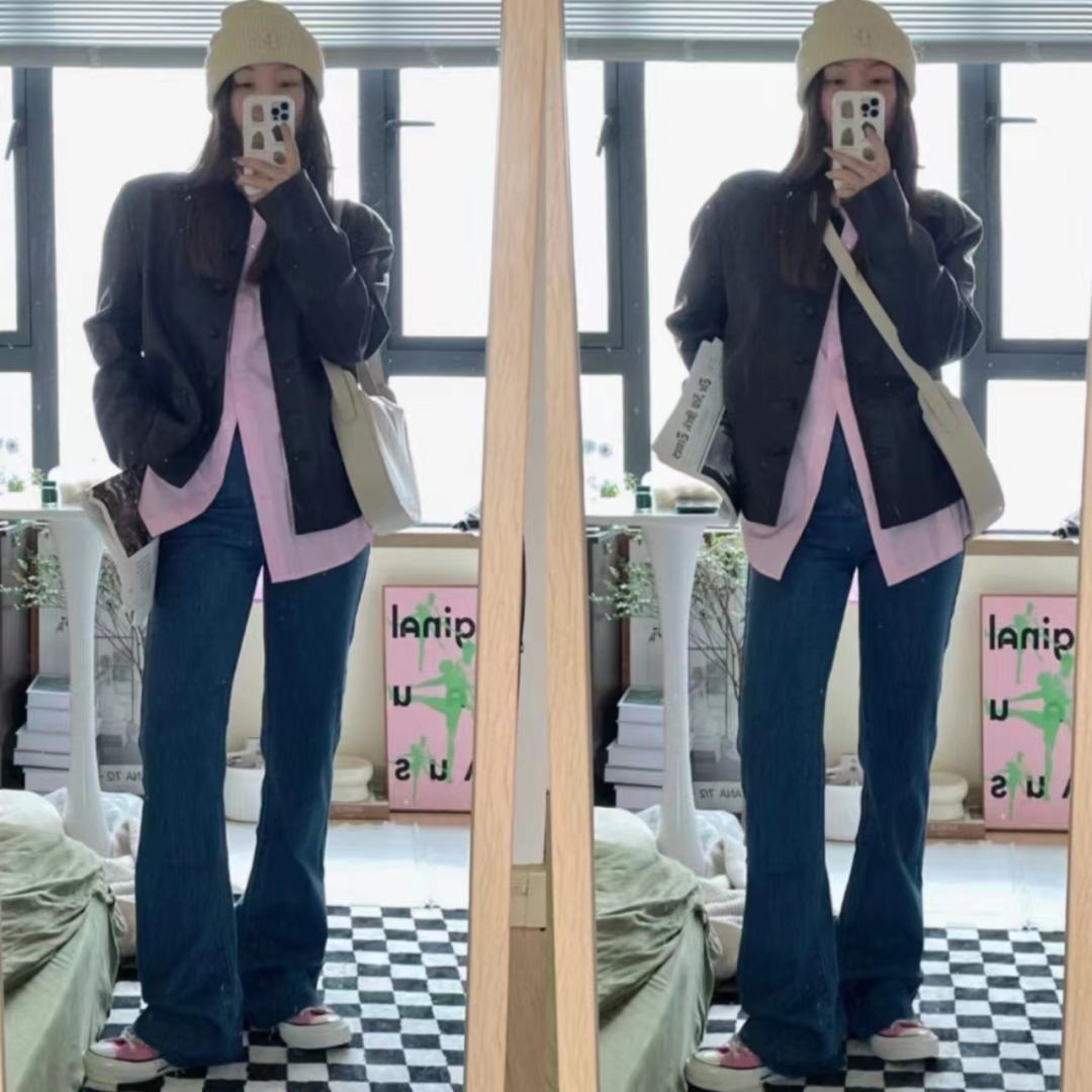 黑小棉皮衣外套短款搭配,今年冬季最流行小皮衣新款