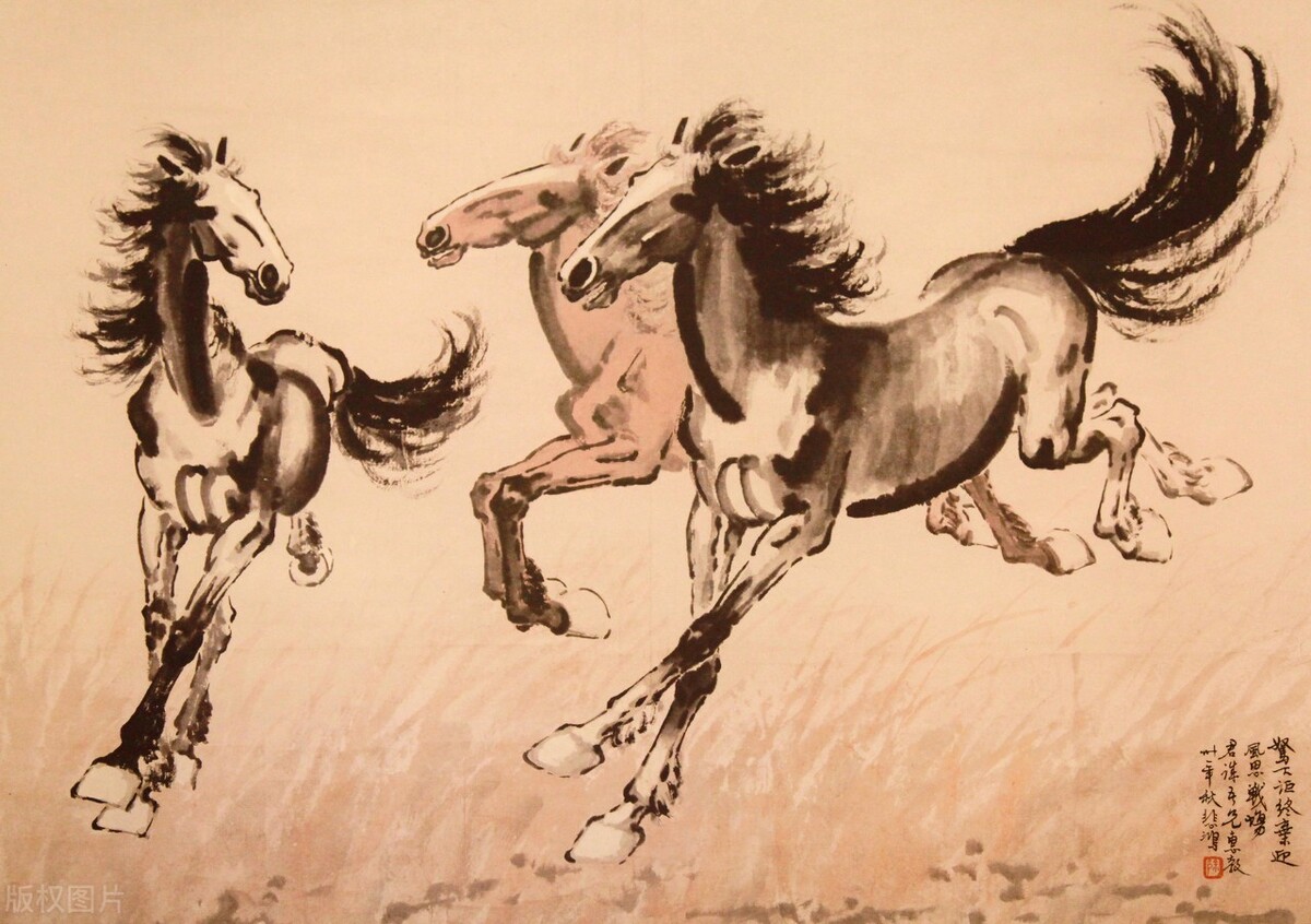 徐悲鸿的骏马图国画,徐悲鸿的作品有骏马图吗