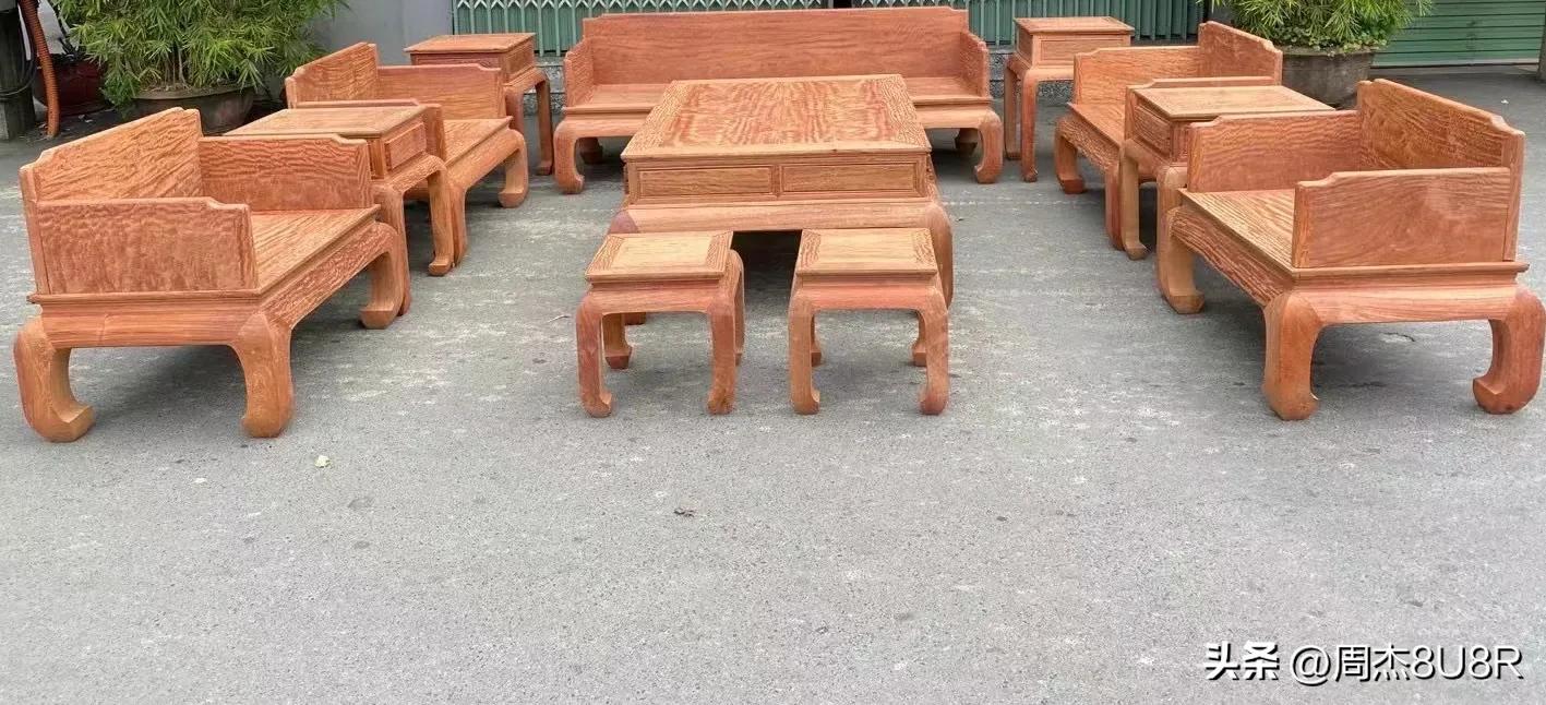 缅甸花梨大果紫檀千里江山图沙发,缅甸大果紫檀虎皮纹沙发