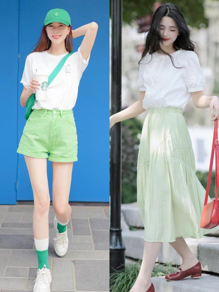 绿色系穿搭夏天清新,闷热的夏天只有这样穿才足够清凉