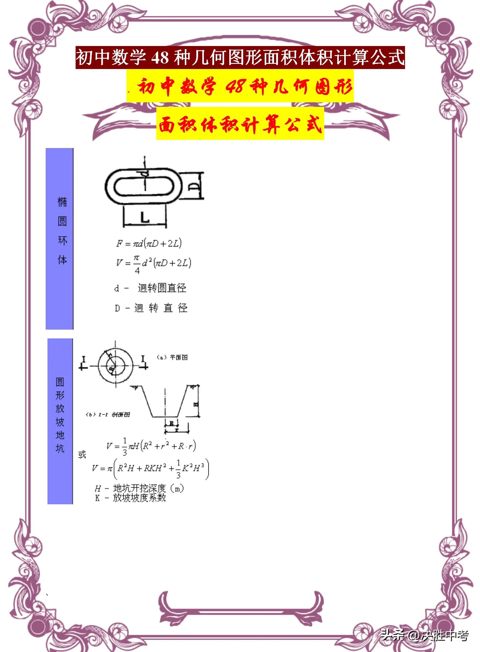 几何面积体积公式大全,初中几何面积体积公式大全