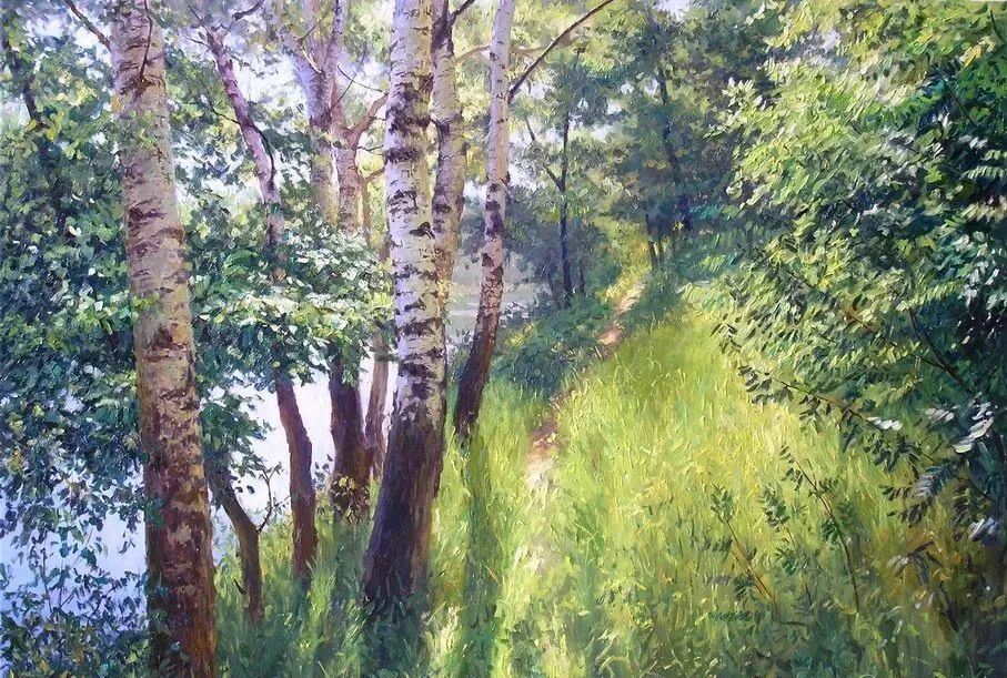 光影很强的油画风景,这油画太美了把光影画到了极致