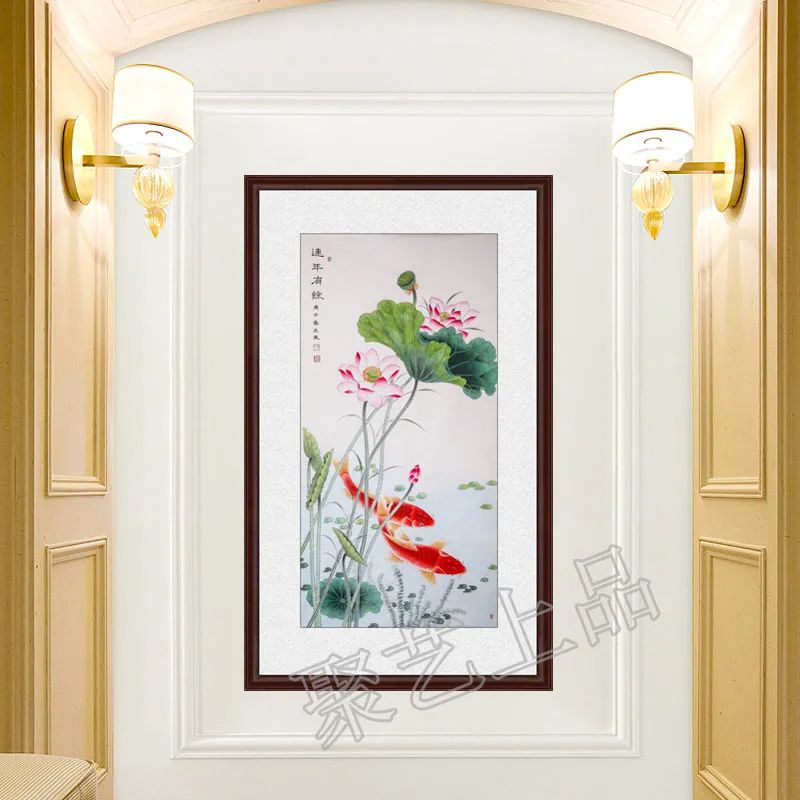 好运连连壁纸荷花国画,国画花鸟竖幅荷花寓意