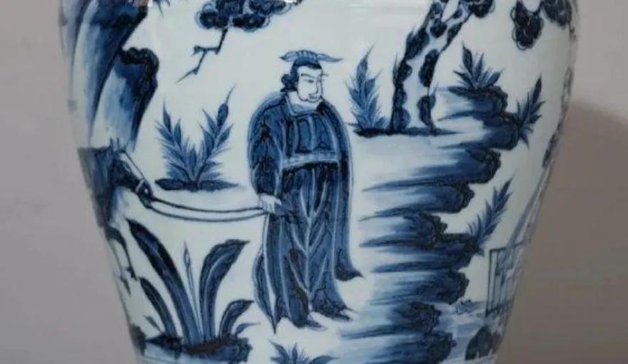 南京博物馆镇馆之宝元青花梅瓶,元代青花瓷器萧何月下追韩信梅瓶