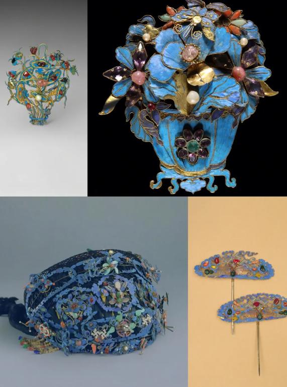 清代点翠饰品,古代点翠首饰手绘效果