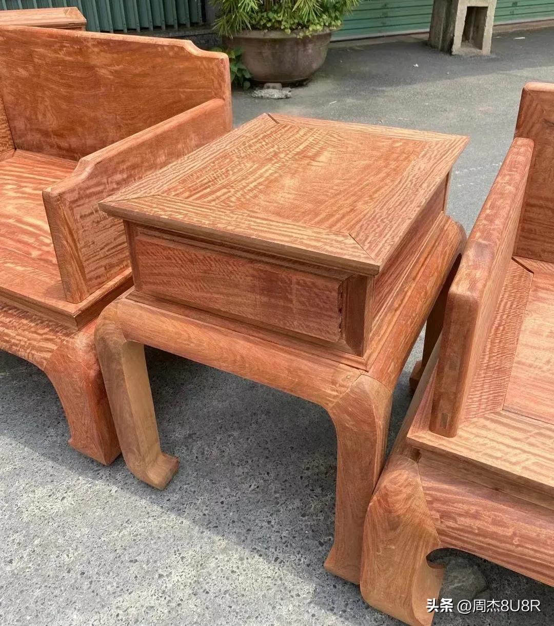 缅甸花梨大果紫檀千里江山图沙发,缅甸大果紫檀虎皮纹沙发