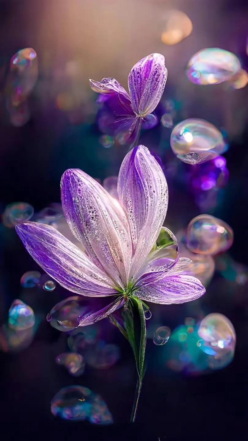 梦幻蓝色水晶花,梦幻玻璃水晶花