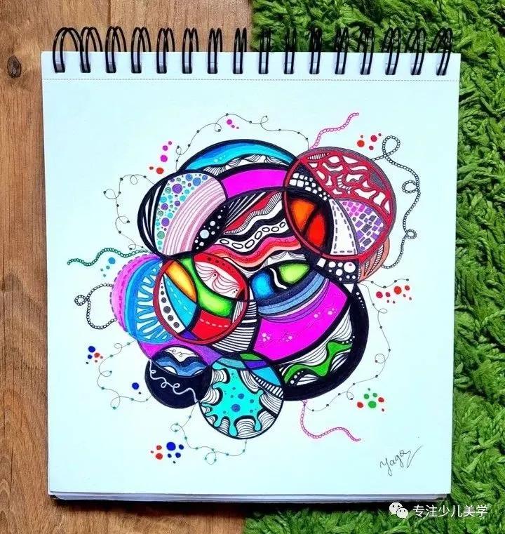 创意素描线描几何形体,线描画创意画优秀作品8级