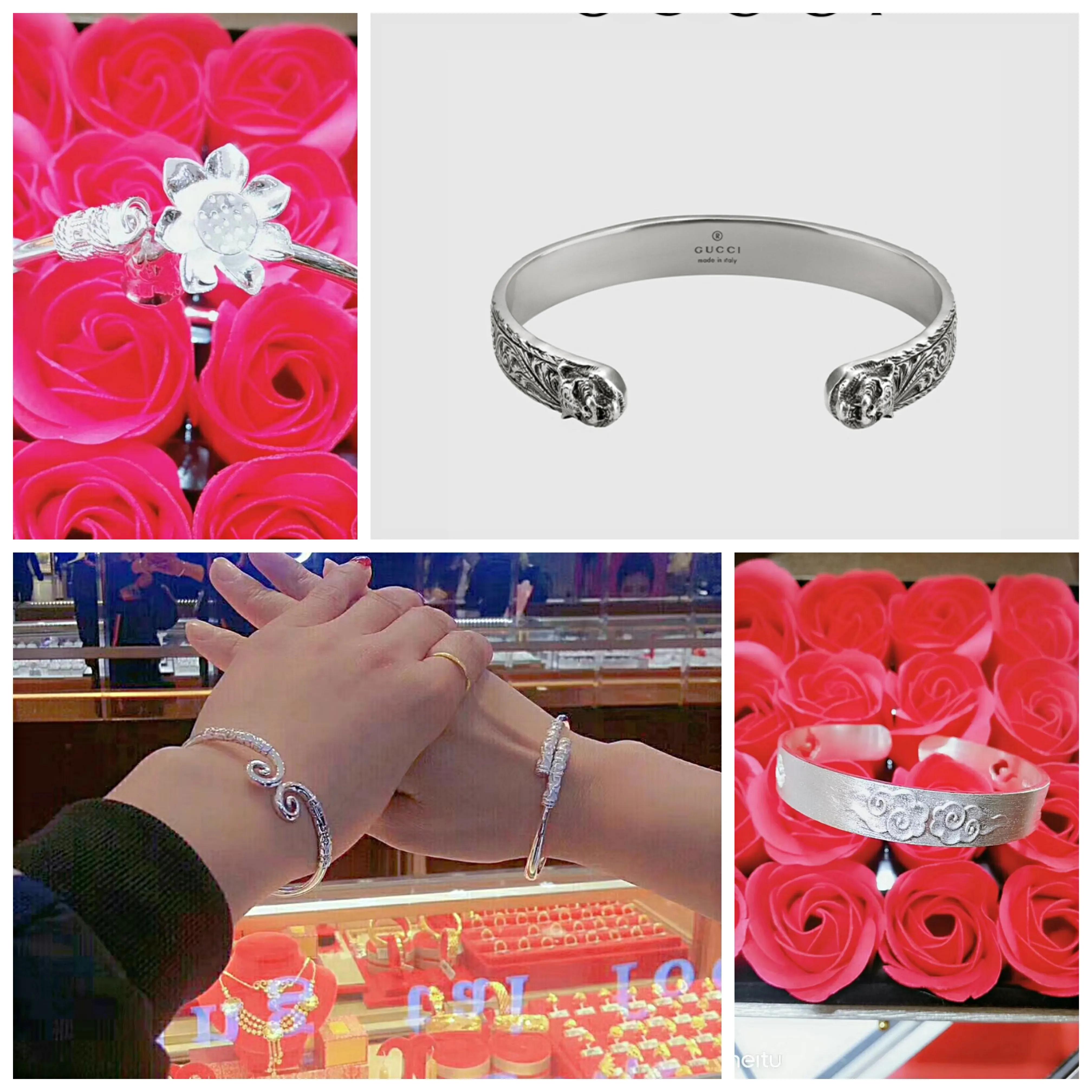 足银手镯哪种的款式最好看,足银999.9今年最流行的银手镯