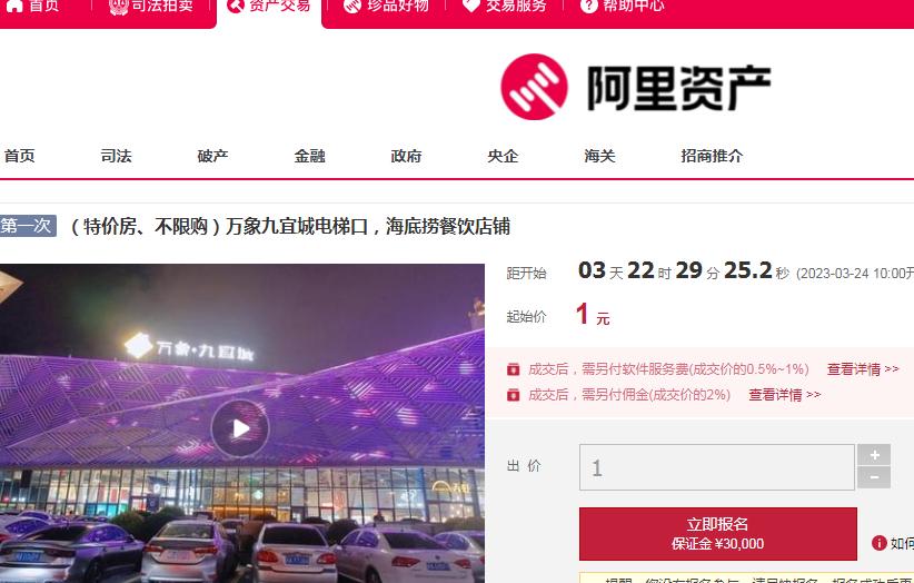 特价拍卖，1元，让你拥有福州顶级商圈的店面