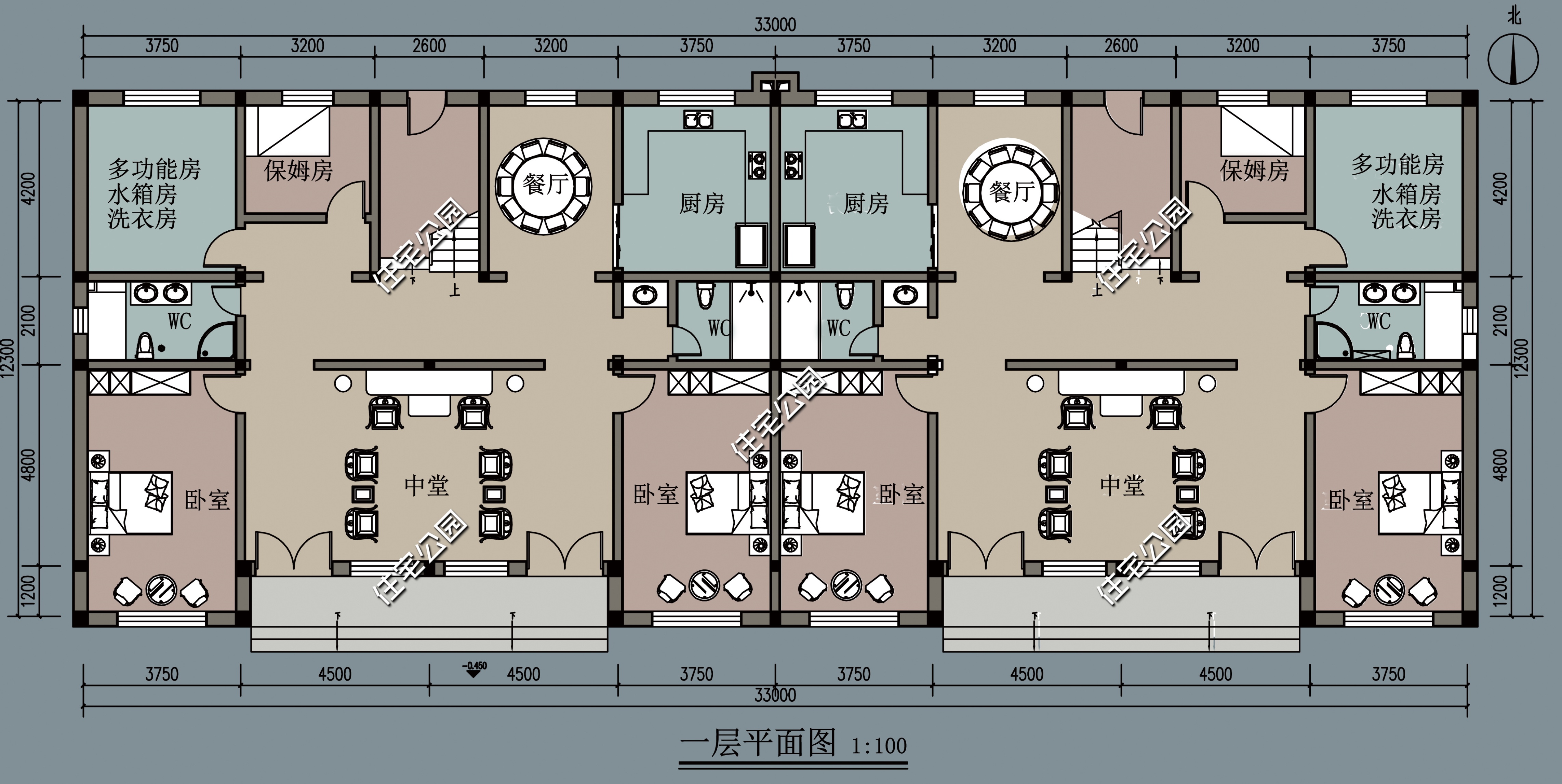 农村自建房二层对称小别墅外观图,开间12.8进深9.9二层别墅怎么设计