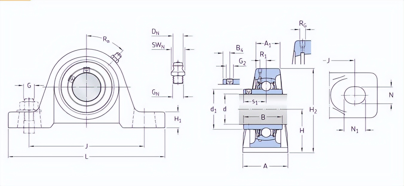 高精度圆柱滚子轴承,窄立式外球面轴承座