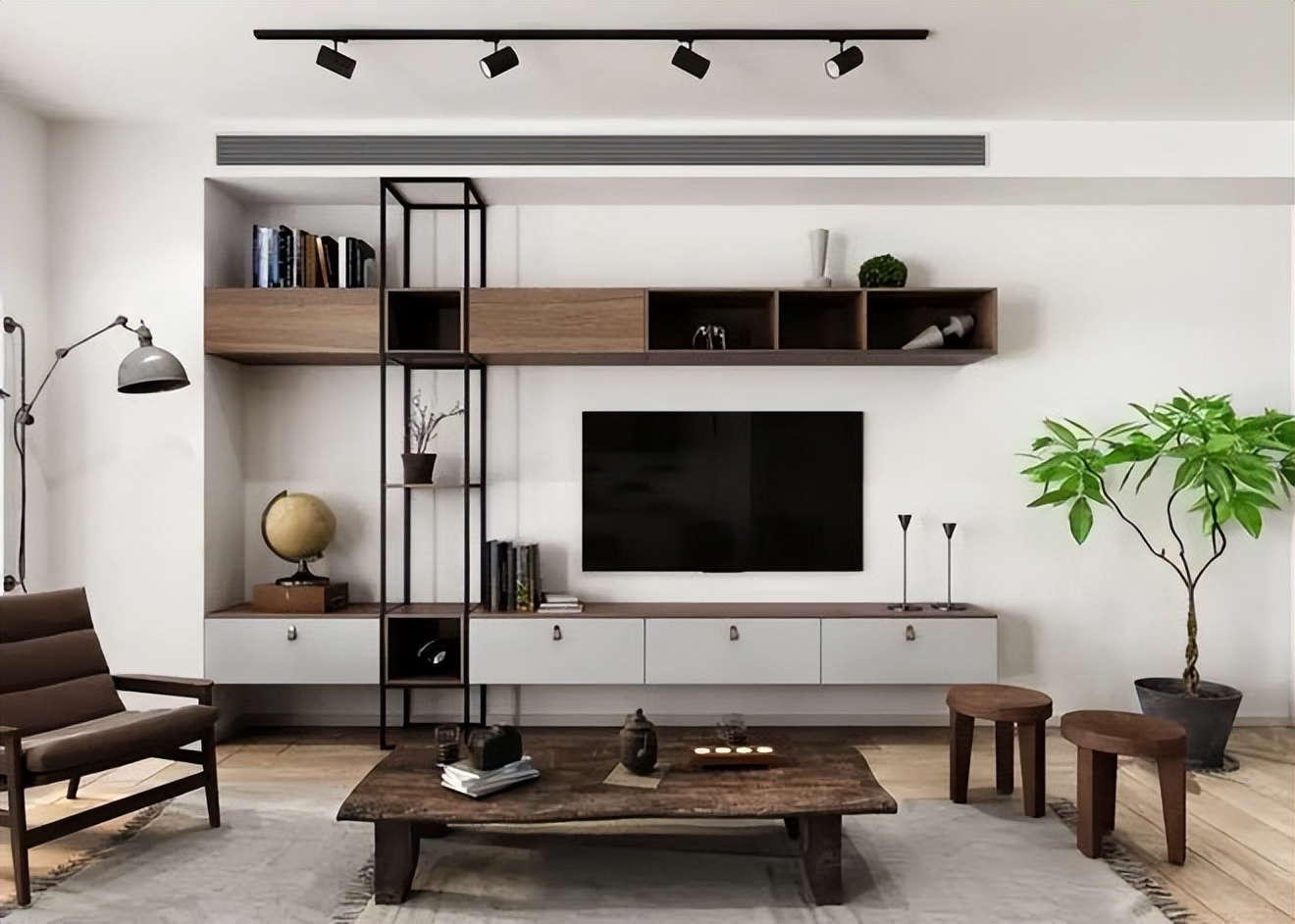 客厅小电视柜这样设计更实用,客厅飘窗电视柜一体设计