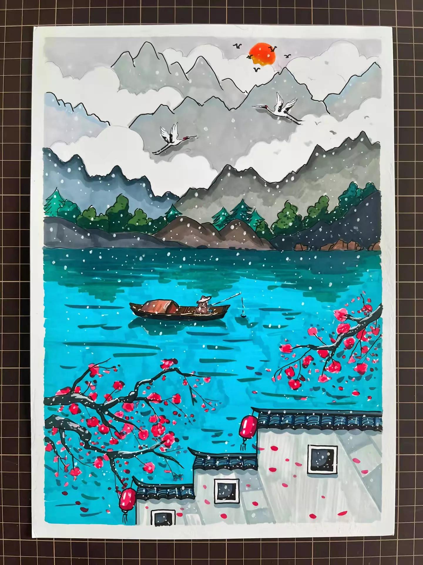 适合马克笔绘画新手临摹的画,适合新手画的马克笔临摹图