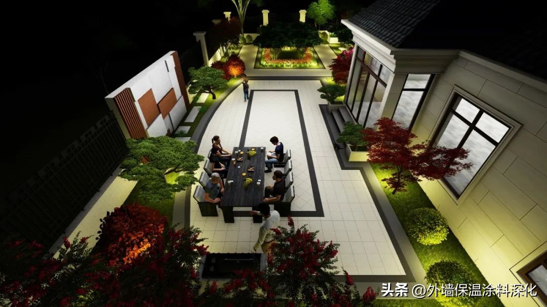 别墅庭院景观绿化全套施工图,别墅3d庭院景观效果图教程