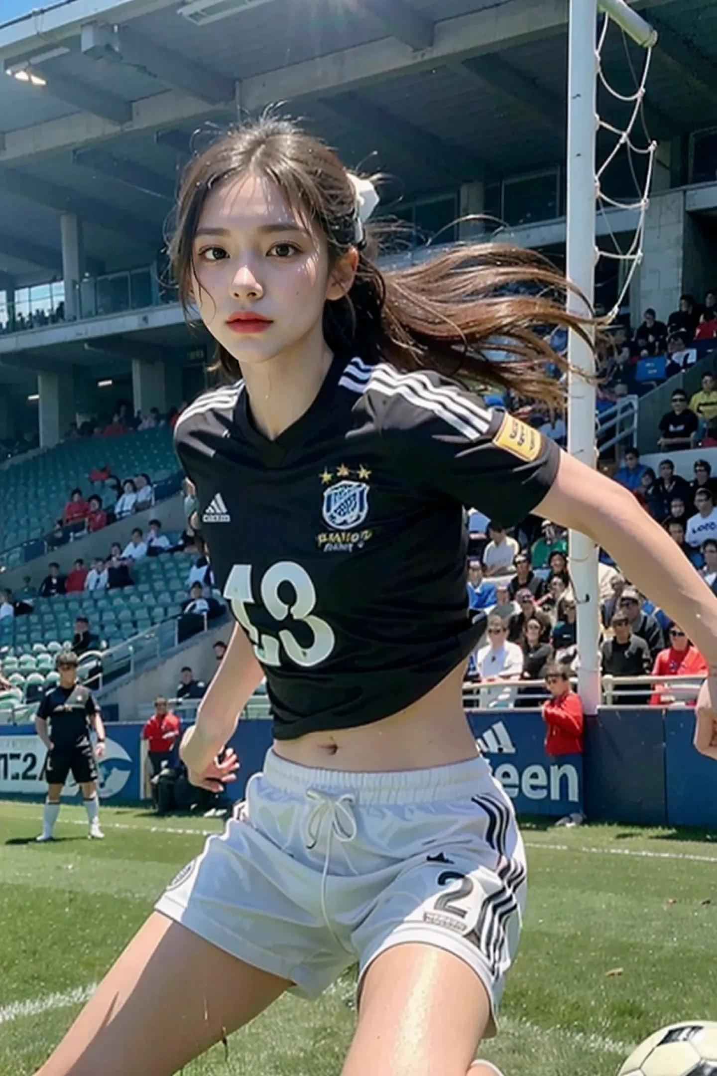 足球场上最美的女孩,足球场上挥洒汗水的少年