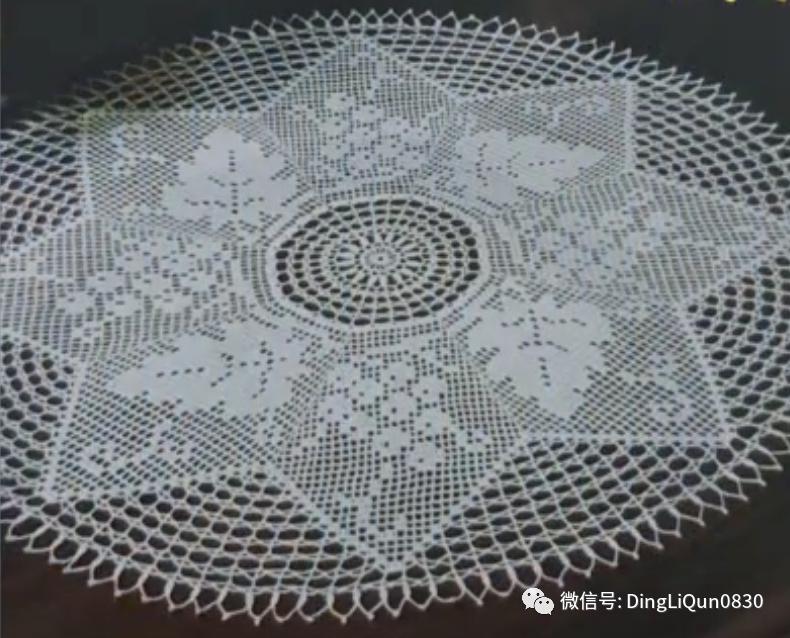 针织钩花小桌布,毛线编织钩花桌布图案