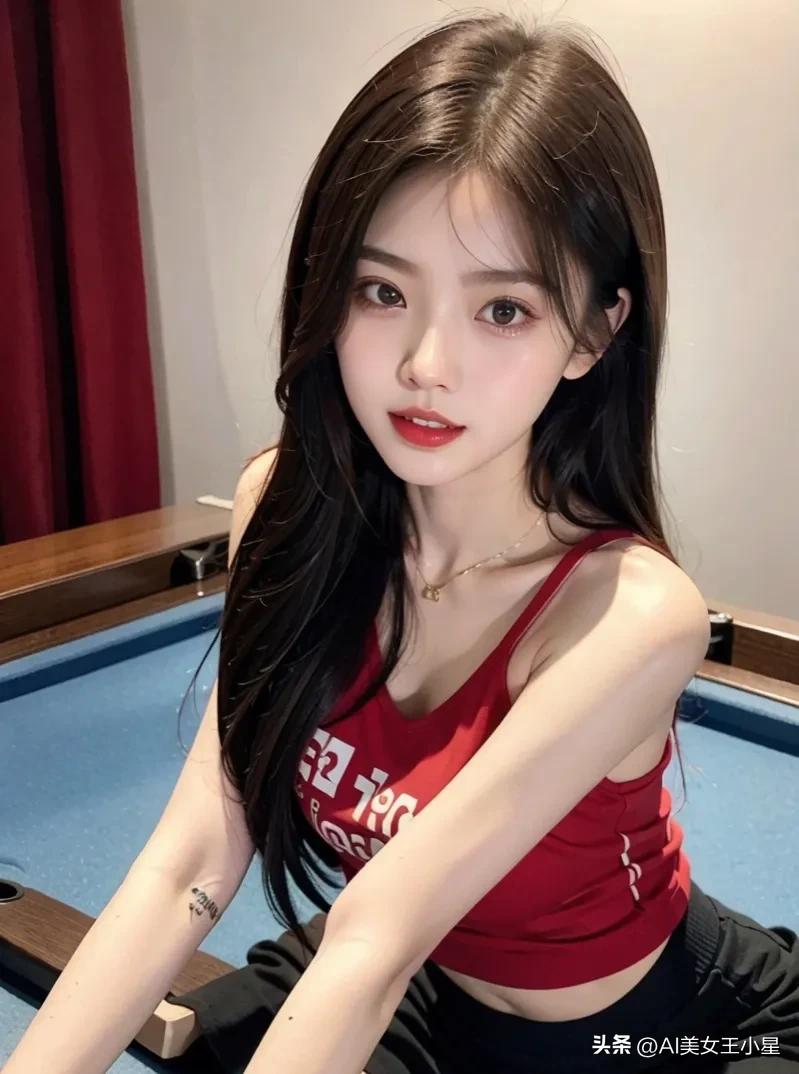 台球厅漂亮女孩,桌球的美丽女孩