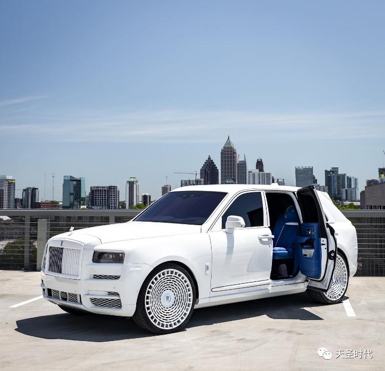 劳斯莱斯库里南蒂芙尼蓝外观,蒂芙尼蓝双拼珍珠白库里南