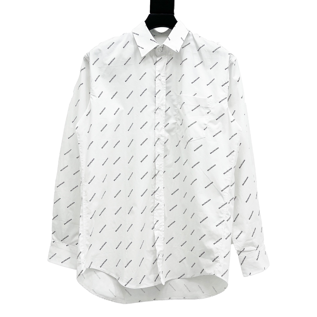 BALENCIAGA巴黎世家经典斜纹弹幕满印长袖衬衫再也不单调完美还原