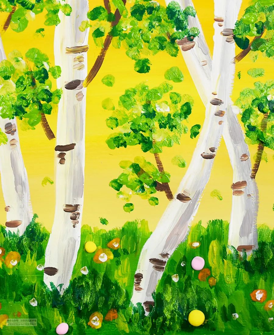 好看的森林儿童水粉画,水粉画教程儿童风景