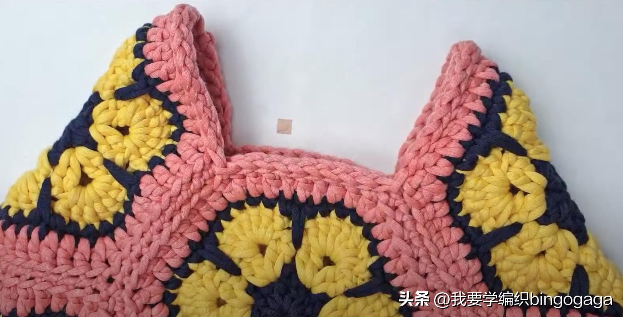 祖母方格小包包拼接编织教程,方形镂空小花包编织教程