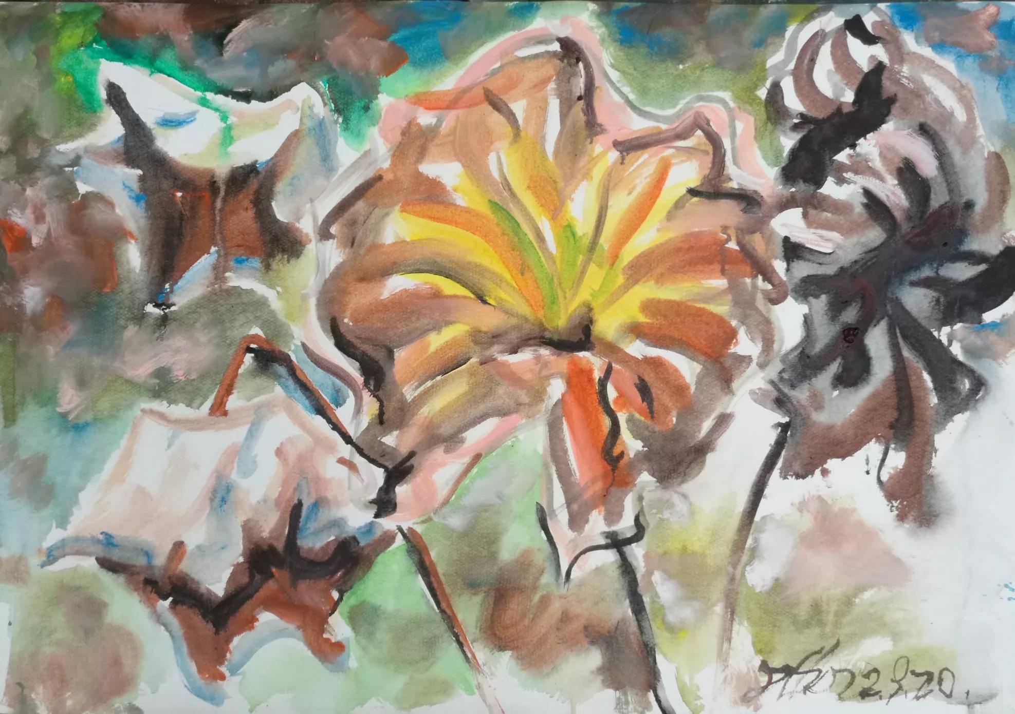 金秋十月丙烯画初学,丙烯画金秋风景画