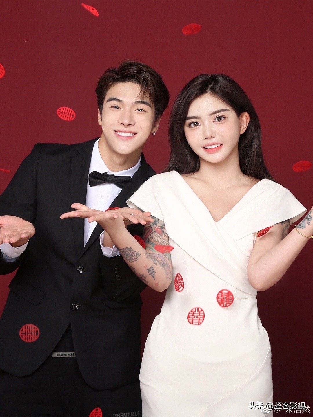 韩安冉婚礼网红大合照,韩安冉结婚各大网红对比照