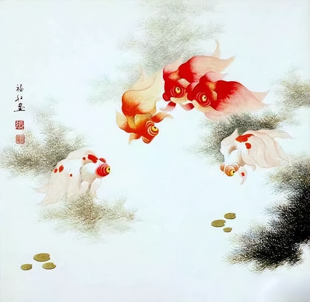 工笔画金鱼图片欣赏,金鱼工笔画精品欣赏