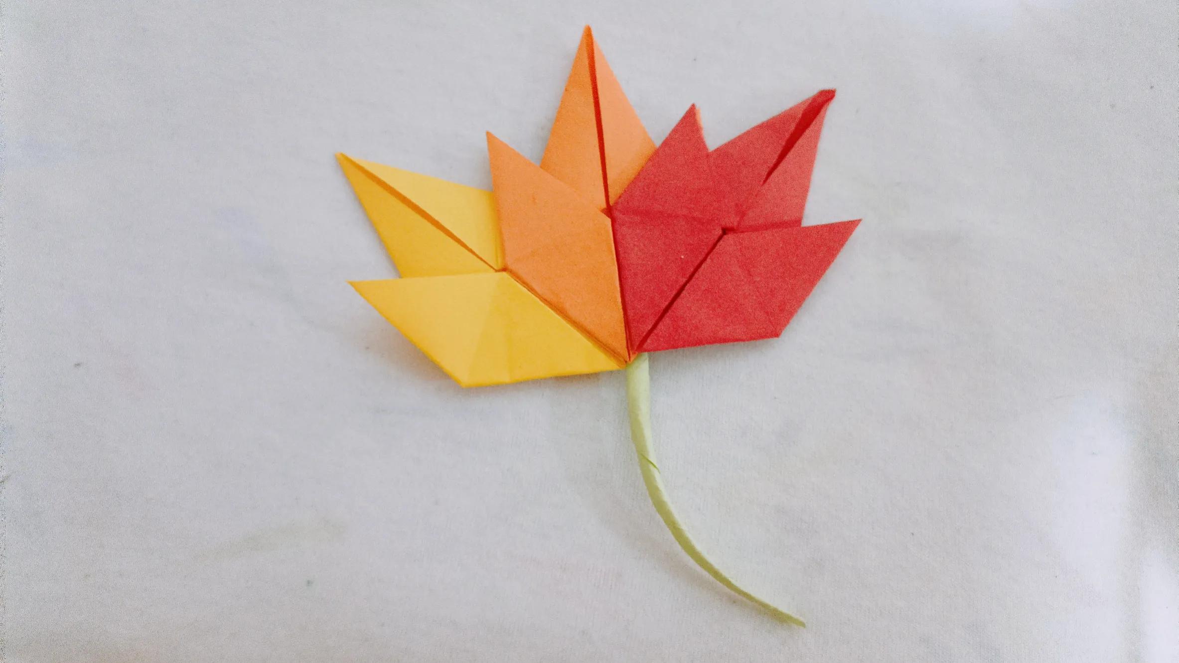 亲子手工折纸叶子,手工折纸幼儿园枫叶